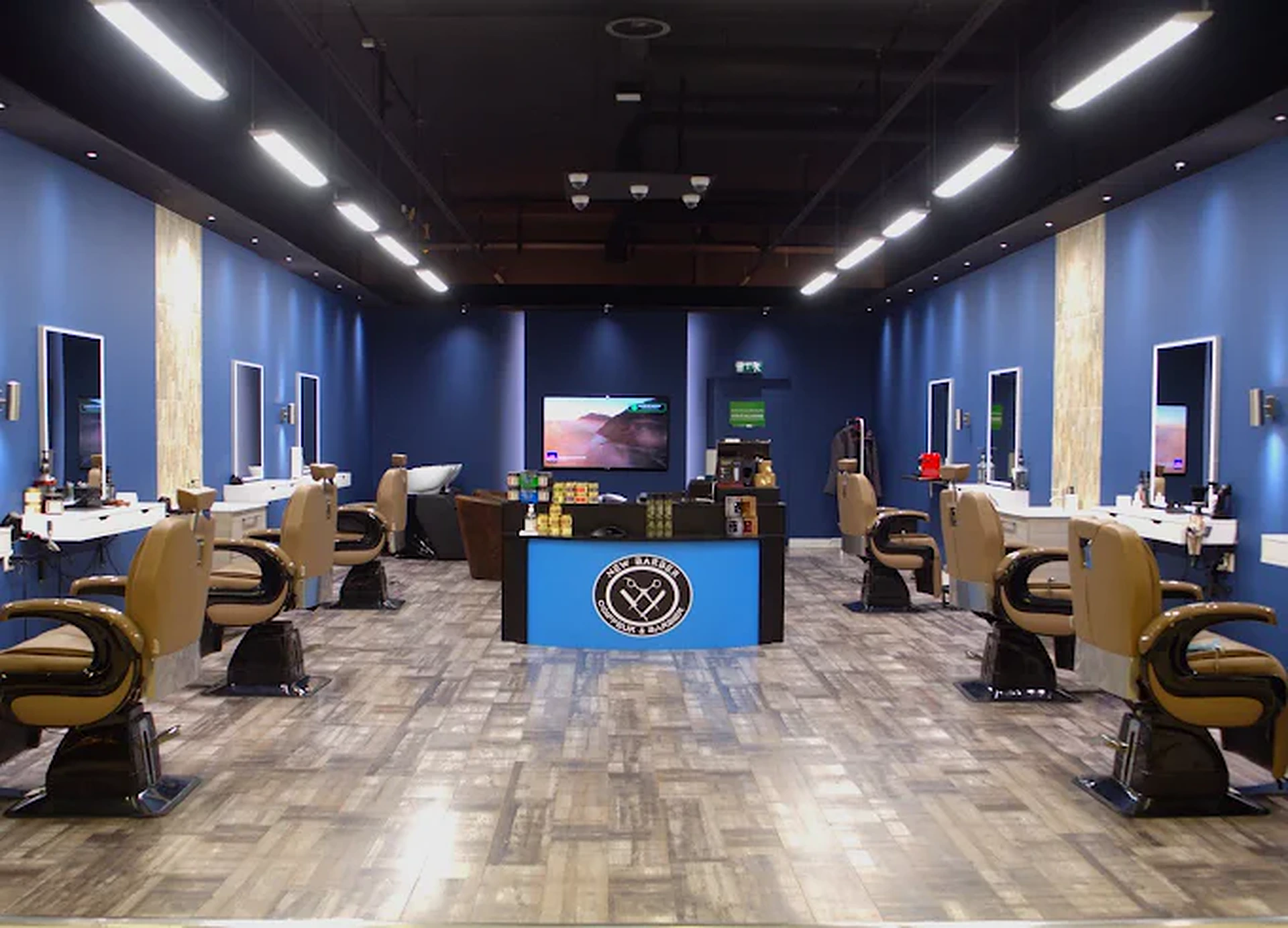 Intérieur du salon New Barber au Centre Métropole de Lausanne